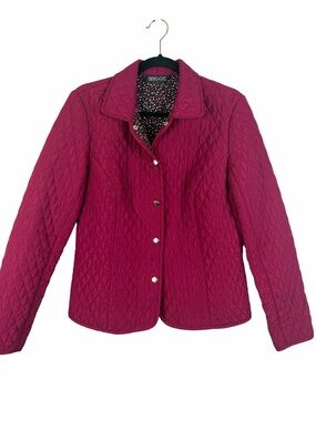 Briggs New York Quilted Jacket Size 10 Berry Pink Snap Front Lightweight Coat